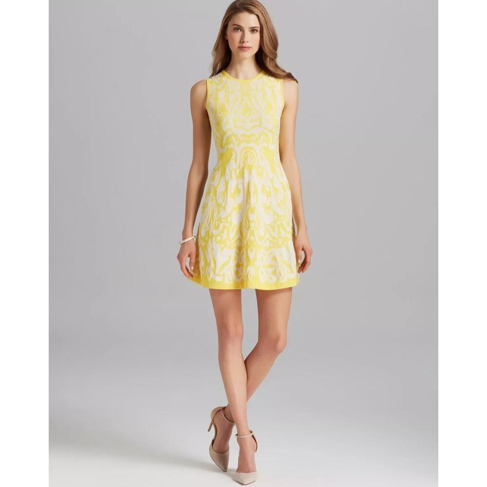 New Shosanna Yellow White Ikat Becky Knitted Dress Small